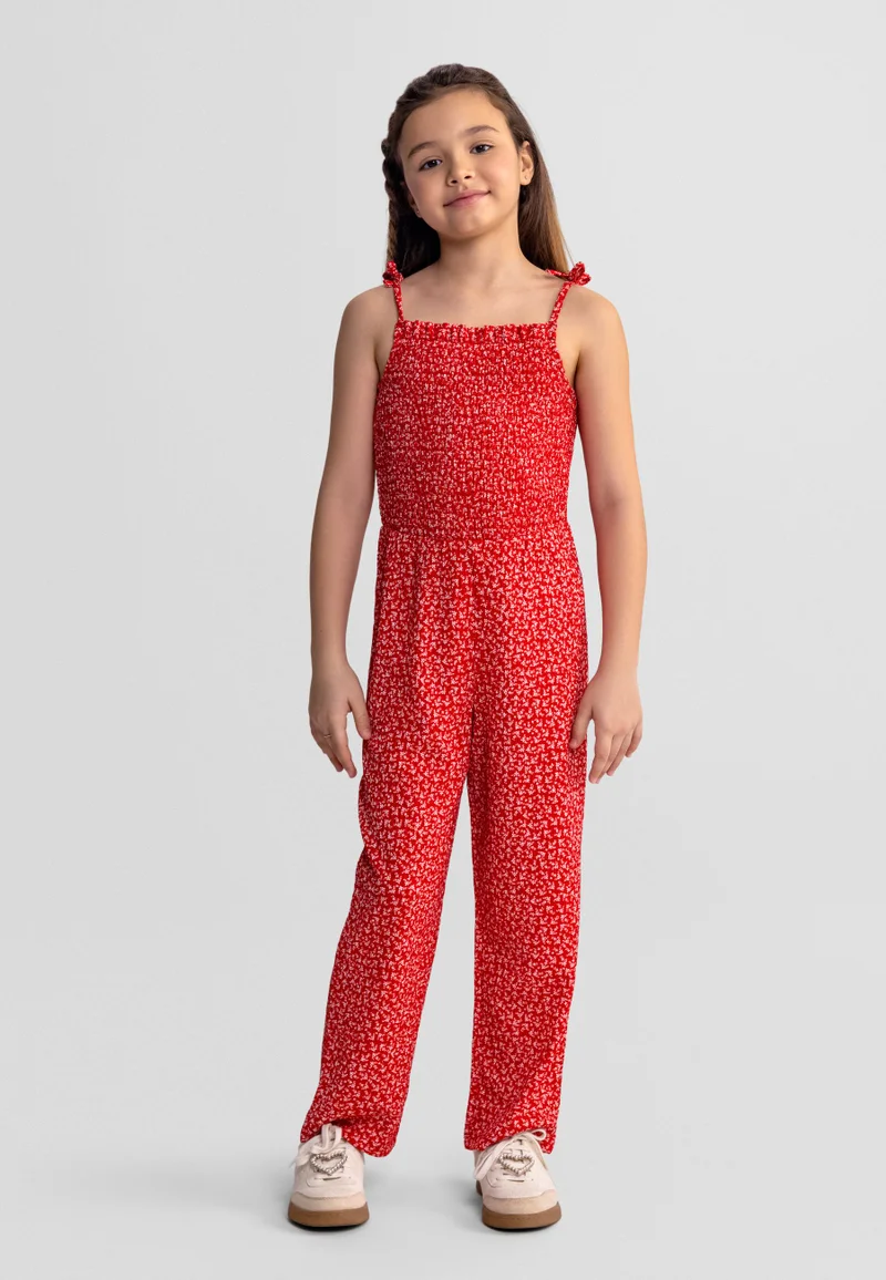 مينوتي Girls breathable floral jumpsuit multicolour